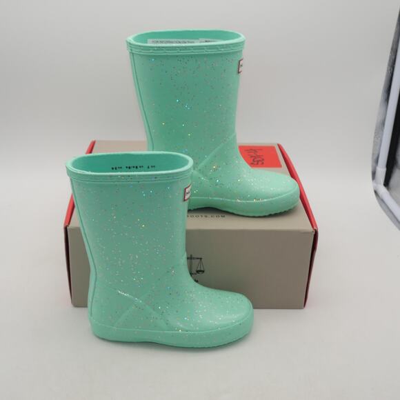 NEW Hunter Boots Kids First Classic Glitter Wild Mint Green Girls 13 UK 11 - Picture 5 of 7